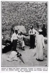 Waiting to Enter the Newly Discovered Chamber of Wonders (L to R) Howard Carter, Mrs Arthur Merton, Lady Allenby (seated) and Lord Carnarvon from The Illustrated London News, 16